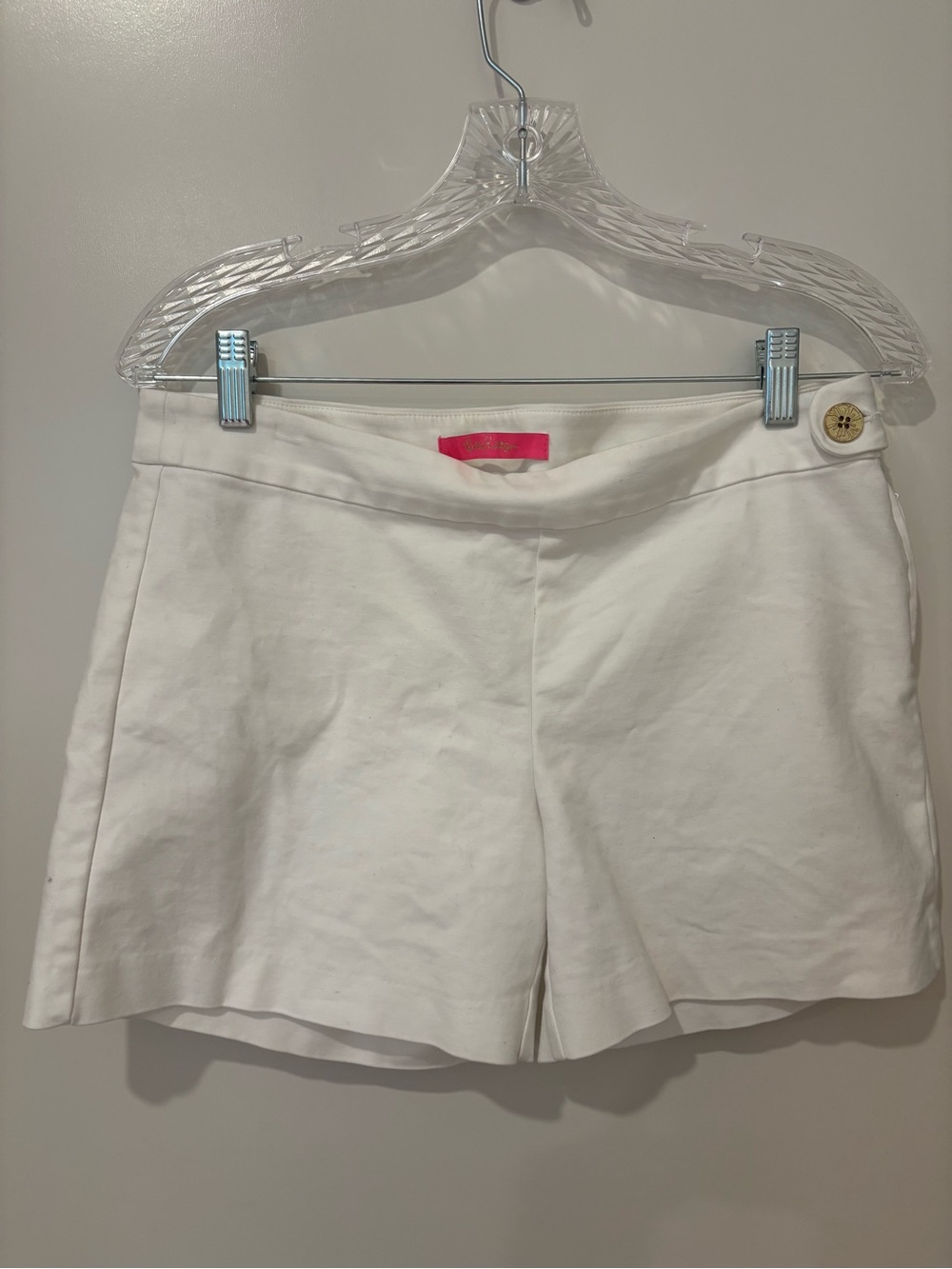 Lilly Pulitzer White Shorts Side Gold Button Tailored 4 - Picture 3 of 10